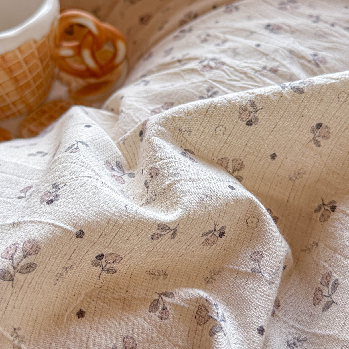 91家纺网 家纺一手货源 找家纺 孑寐家纺 2026新款亲肤舒适全棉棉麻单床盖床盖单件 秋野拾花