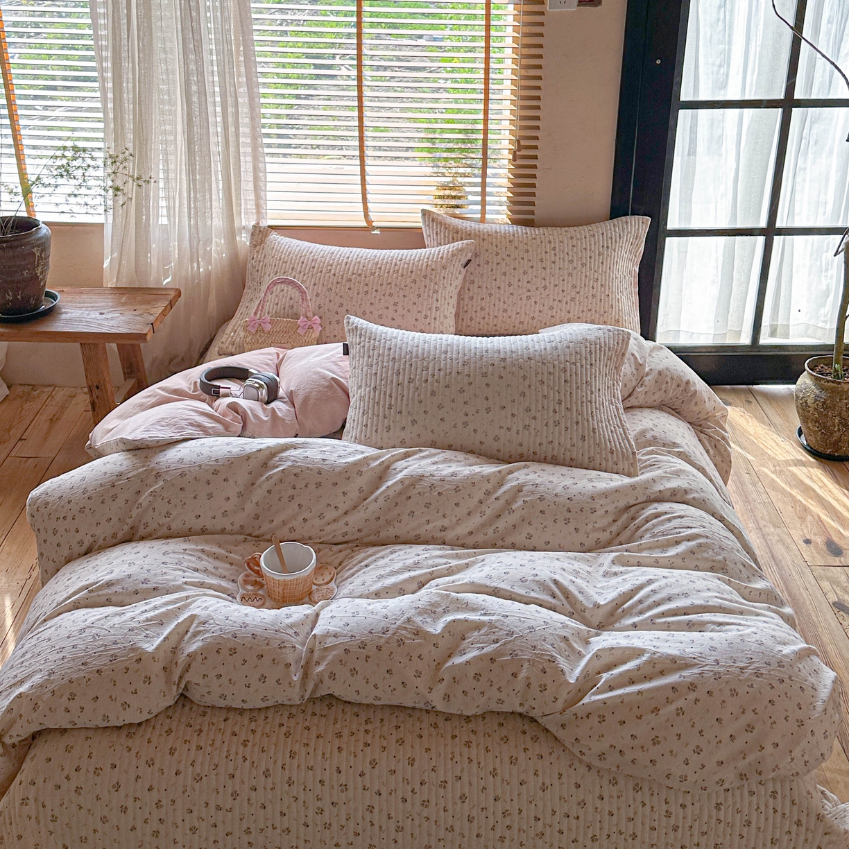 91家纺网 家纺一手货源 找家纺 孑寐家纺 2026新款亲肤舒适全棉棉麻单床盖床盖单件 秋野拾花