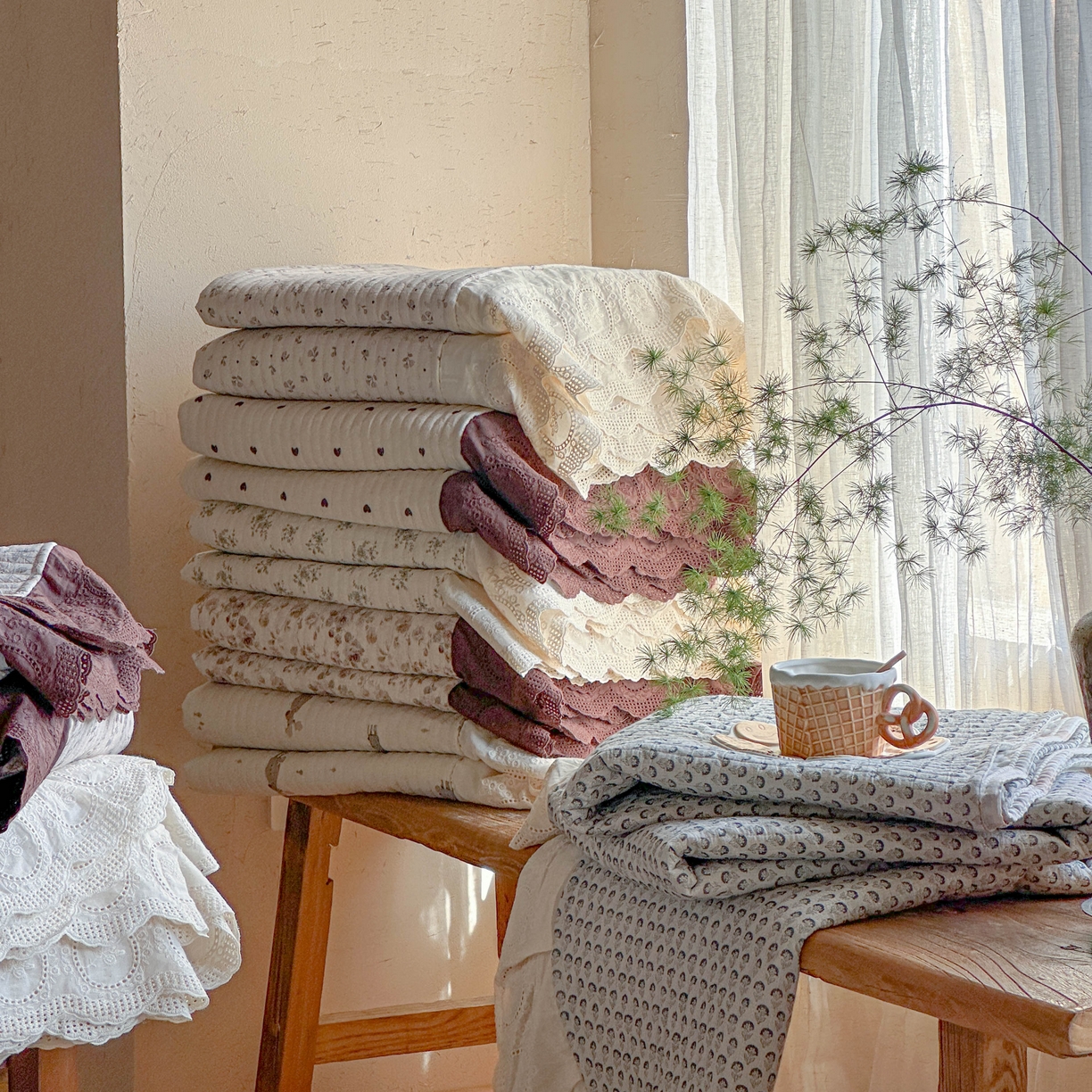 91家纺网 家纺一手货源 找家纺 孑寐家纺 2026新款亲肤舒适全棉棉麻单床盖床盖单件 组合图（仅供展示不可下单）