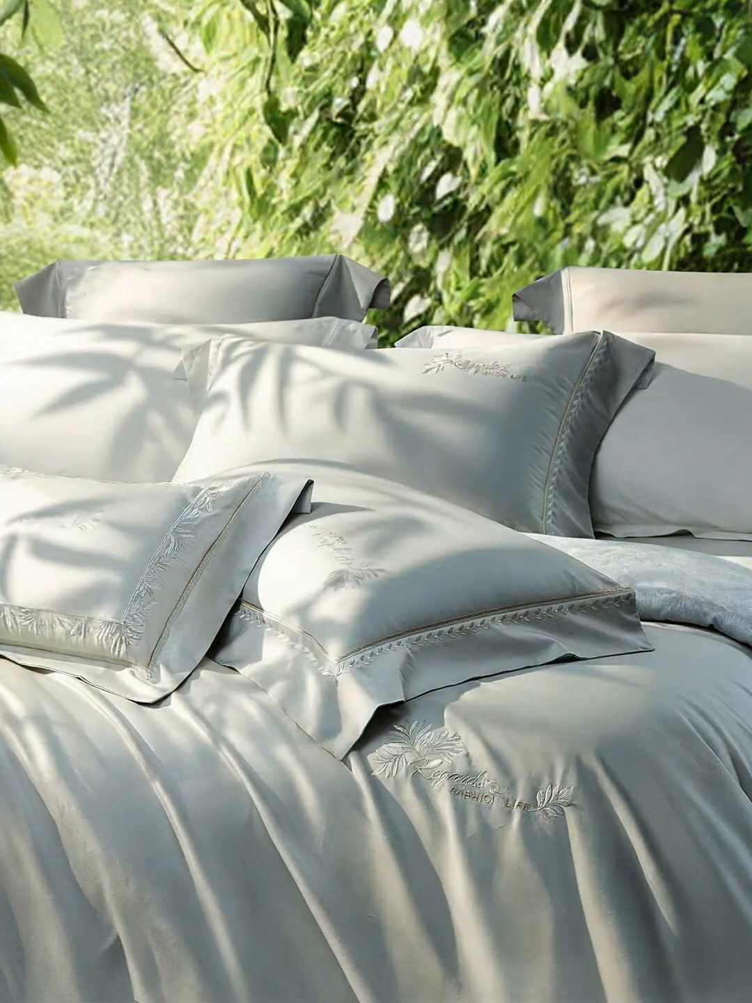 91家纺网 家纺一手货源 找家纺 诗黛尔 2026春夏新款长绒棉刺绣四件套黎境系列 黎境-香槟金