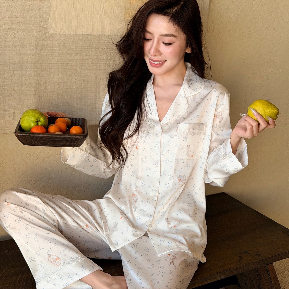 （总）妍景家居生活馆 2026春夏新款冰雪丝-枝叶兔兔家居服