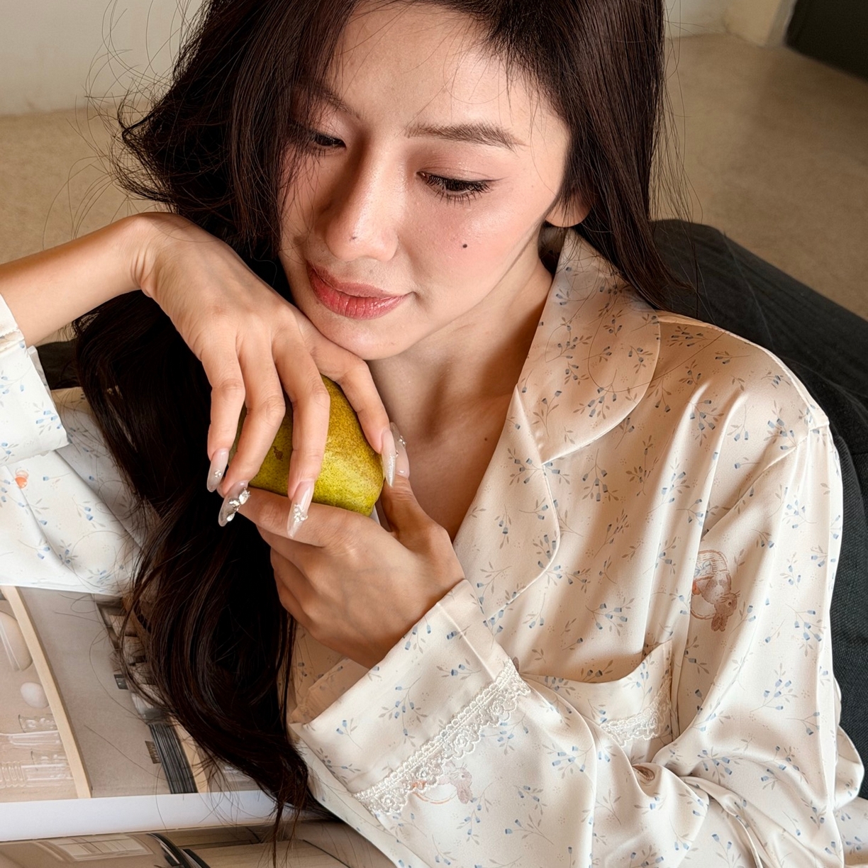 91家纺网 家纺一手货源 找家纺 （总）妍景家居生活馆 2026春夏新款冰雪丝-枝叶兔兔家居服