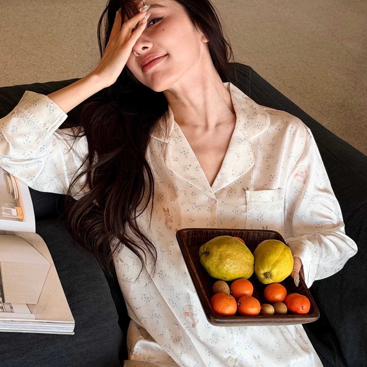 91家纺网 家纺一手货源 找家纺 （总）妍景家居生活馆 2026春夏新款冰雪丝-枝叶兔兔家居服