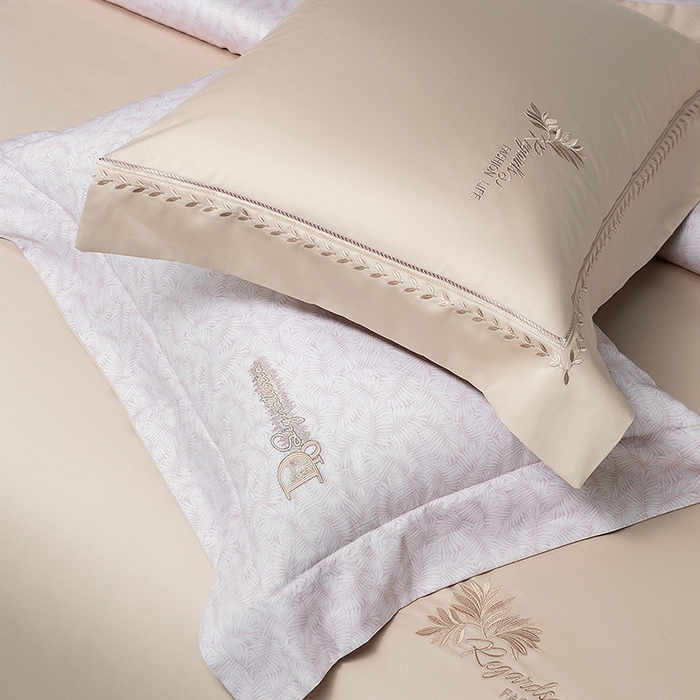 91家纺网 家纺一手货源 找家纺 诗黛尔 2026春夏新款长绒棉刺绣四件套黎境系列 黎境-卡其色