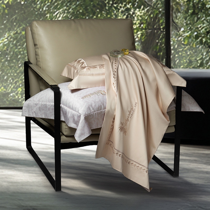 91家纺网 家纺一手货源 找家纺 诗黛尔 2026春夏新款长绒棉刺绣四件套黎境系列 黎境-卡其色