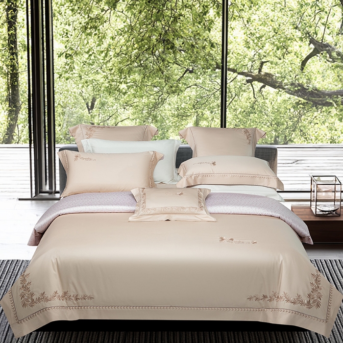 诗黛尔 2026春夏新款长绒棉刺绣四件套黎境系列 黎境-卡其色