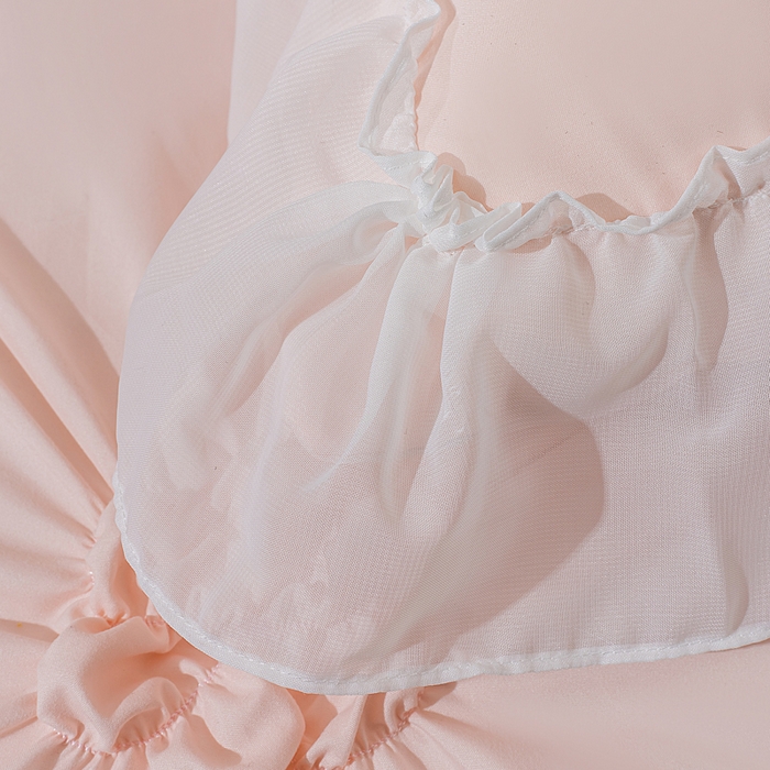 91家纺网 家纺一手货源 找家纺 （总）恩和家纺 2026新款弹力揪花白纱飞边床单款床裙款三四件套