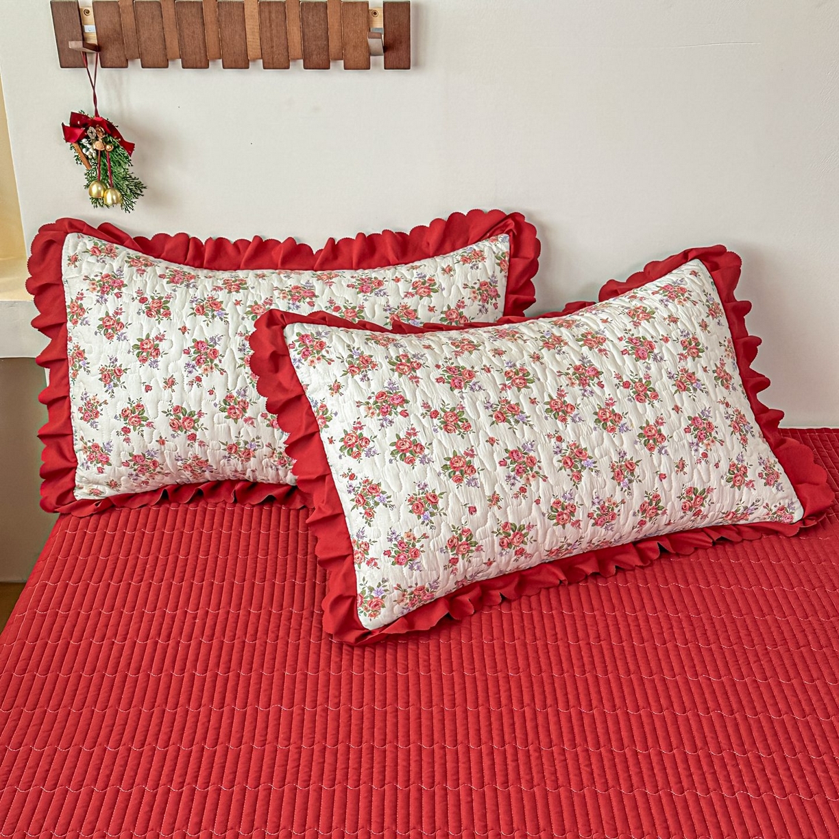 91家纺网 家纺一手货源 找家纺 雅眠居 2026新款直播爆款古法仿棉双层蕾丝花边床盖四件套 花语