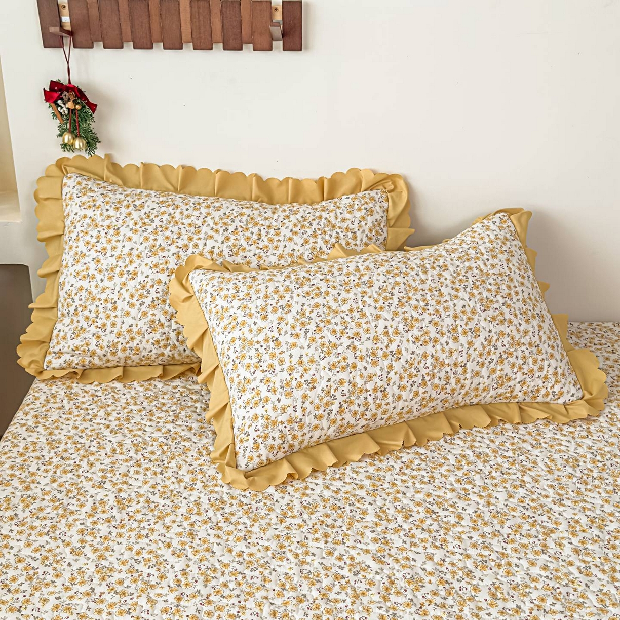 91家纺网 家纺一手货源 找家纺 雅眠居 2026新款直播爆款古法仿棉双层蕾丝花边床盖四件套 小时光