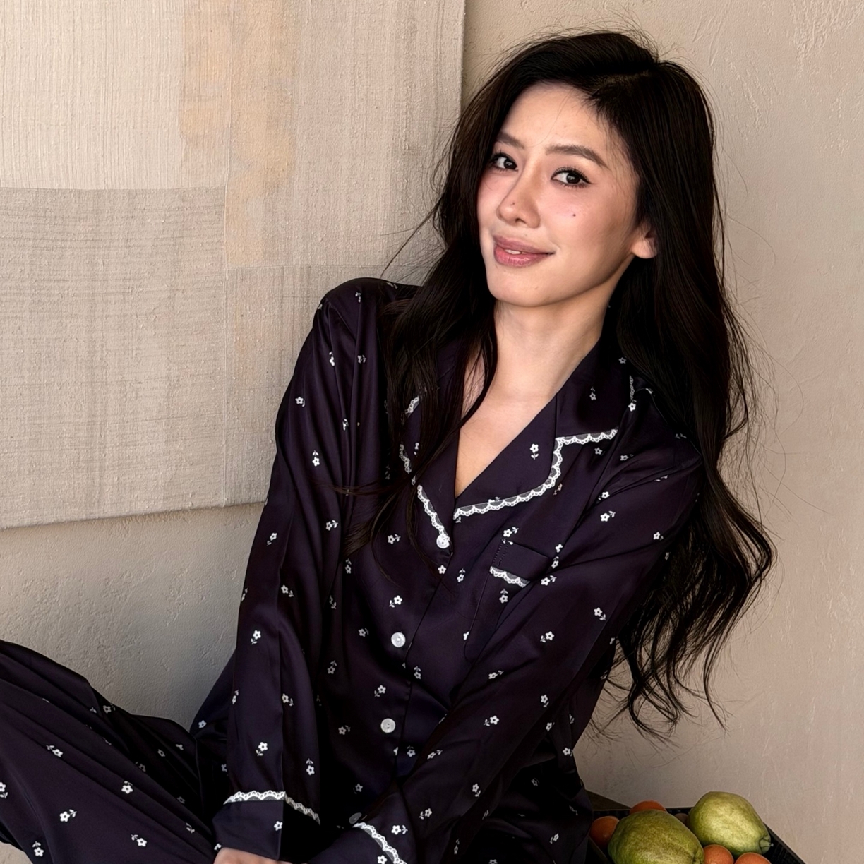 91家纺网 家纺一手货源 找家纺 （总）妍景家居生活馆 2026春夏新款冰雪丝-蕾丝小黑花家居服