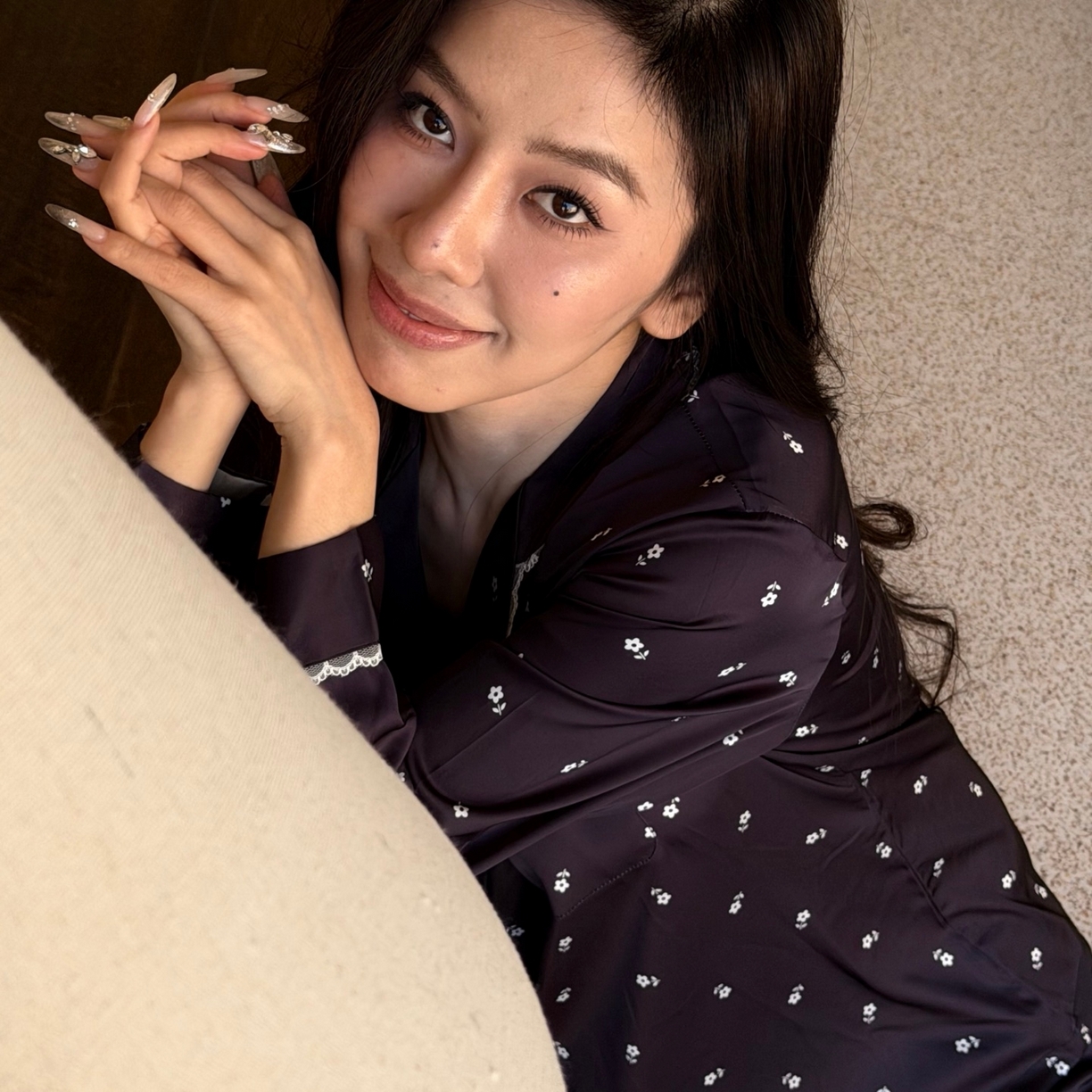 91家纺网 家纺一手货源 找家纺 （总）妍景家居生活馆 2026春夏新款冰雪丝-蕾丝小黑花家居服