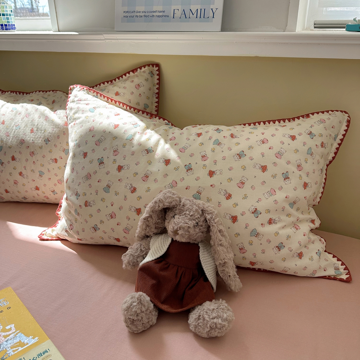 91家纺网 家纺一手货源 找家纺 瑞莱 2026新款A类全棉纯棉有氧双层纱四件套 白熊小姐