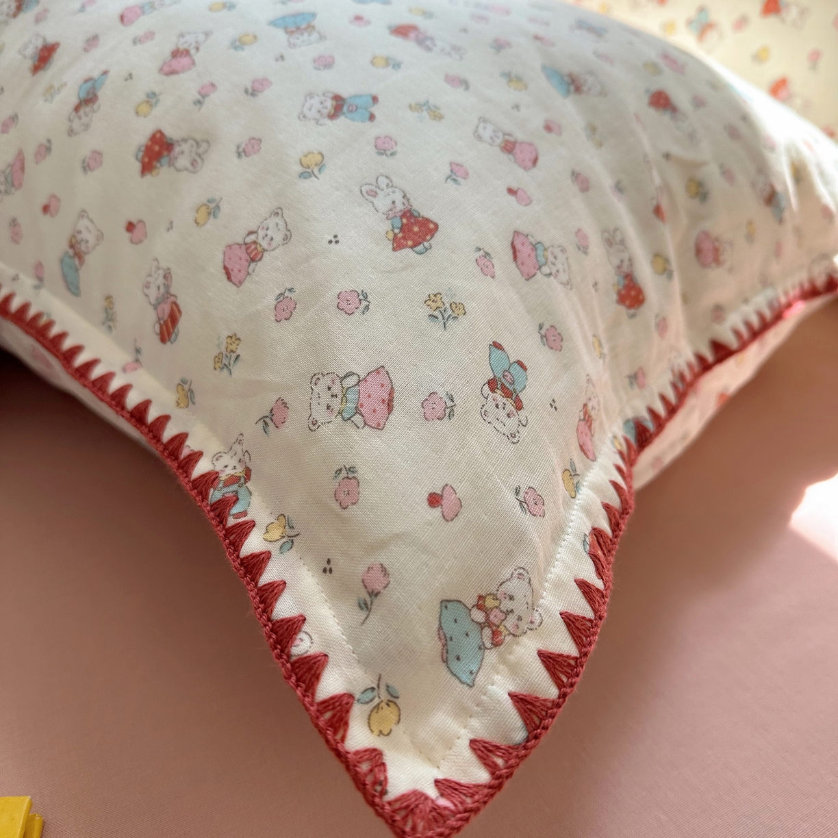 91家纺网 家纺一手货源 找家纺 瑞莱 2026新款A类全棉纯棉有氧双层纱四件套 白熊小姐