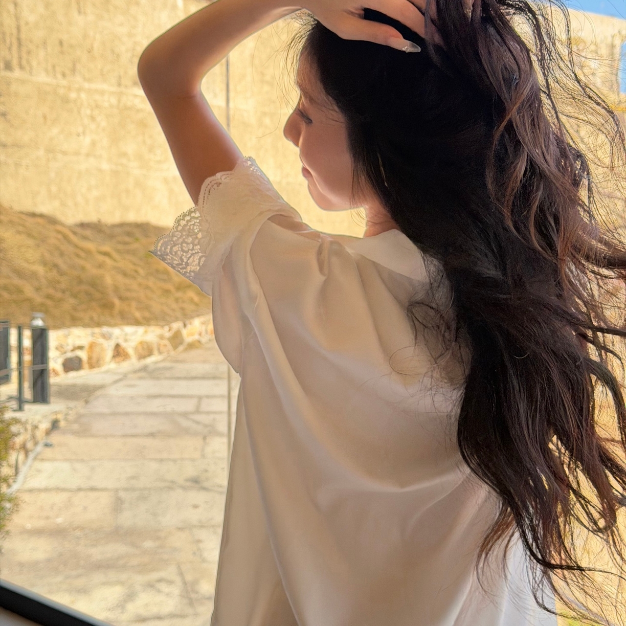 91家纺网 家纺一手货源 找家纺 妍景家居生活馆 2026春夏新款冰雪丝-蕾丝网格衬衫裙家居服 冰雪丝-蕾丝网格衬衫裙-白色