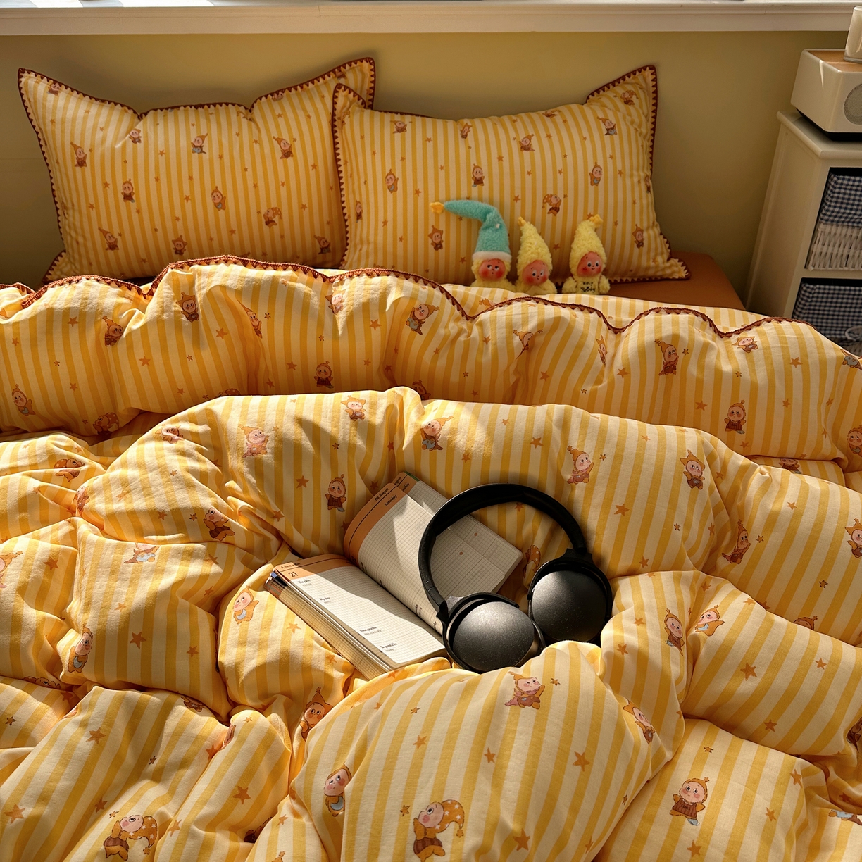 91家纺网 家纺一手货源 找家纺 瑞莱 2026新款A类全棉纯棉有氧双层纱四件套 萌星