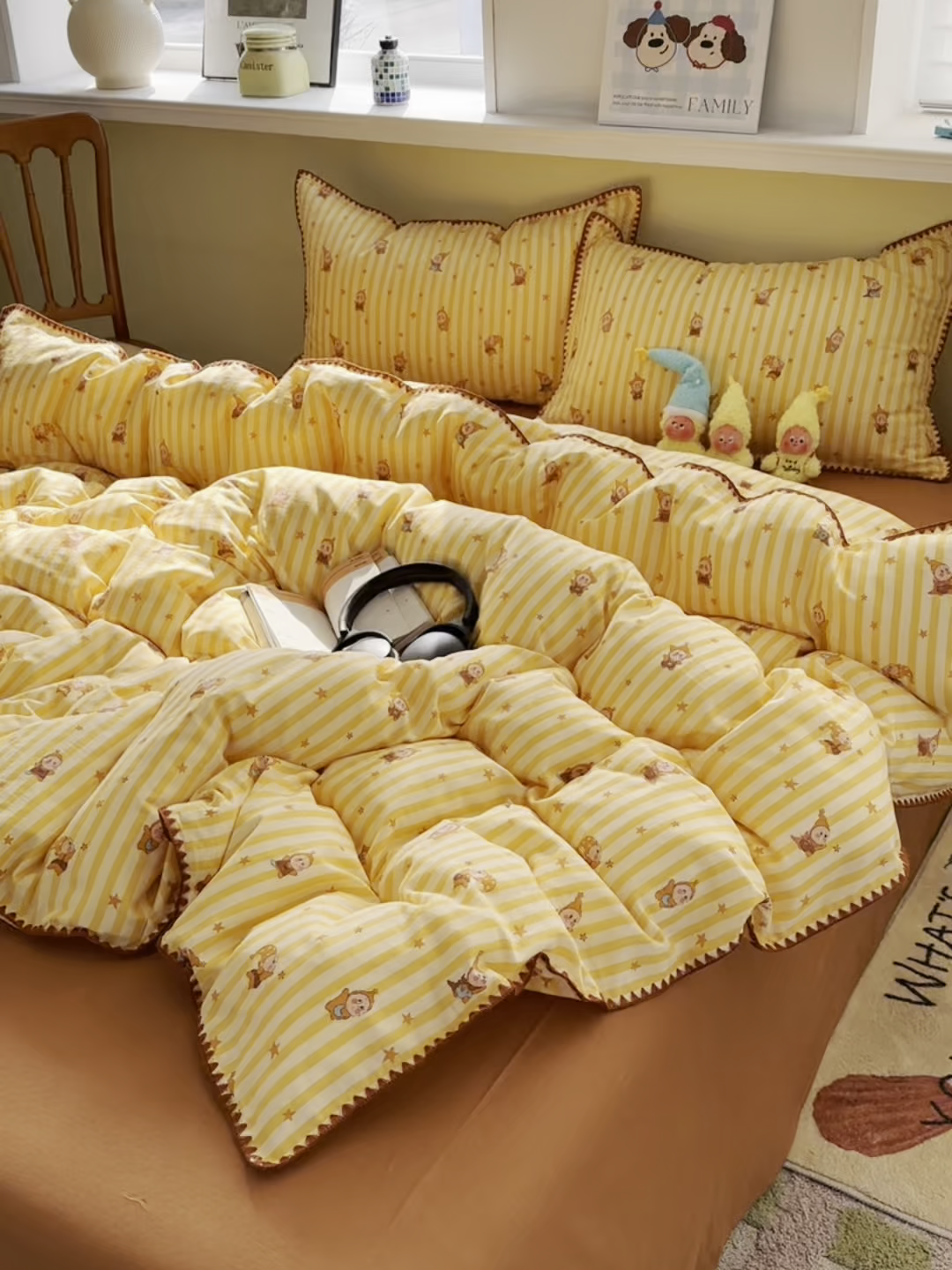 91家纺网 家纺一手货源 找家纺 瑞莱 2026新款A类全棉纯棉有氧双层纱四件套 萌星