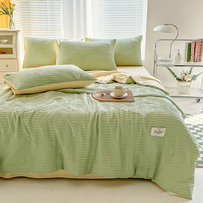 91家纺网 家纺一手货源 找家纺 （总）利禾家纺 2026新款直播爆款立体提花针织泡泡纱夏被四件套夏凉被空调被四件套