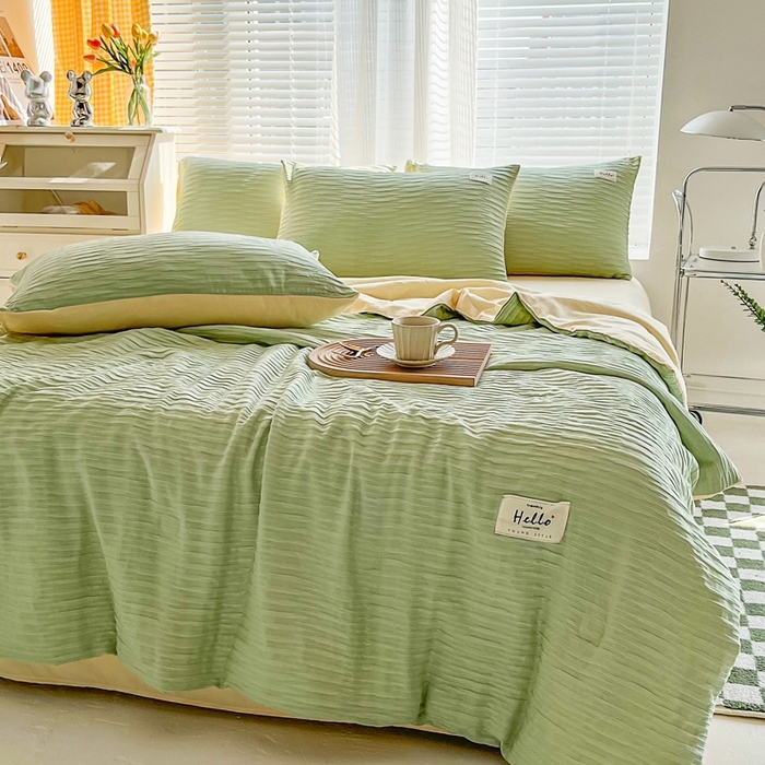 91家纺网 家纺一手货源 找家纺 （总）利禾家纺 2026新款直播爆款立体提花针织泡泡纱夏被四件套夏凉被空调被四件套