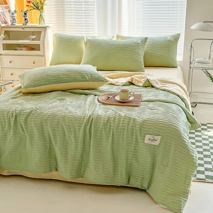 91家纺网 家纺一手货源 找家纺 （总）利禾家纺 2026新款直播爆款立体提花针织泡泡纱夏被四件套夏凉被空调被四件套