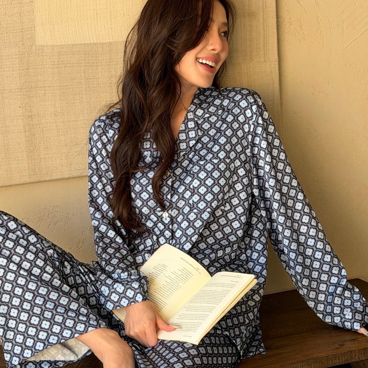 （总）妍景家居生活馆 2026春夏新款冰雪丝-蓝色花朵家居服