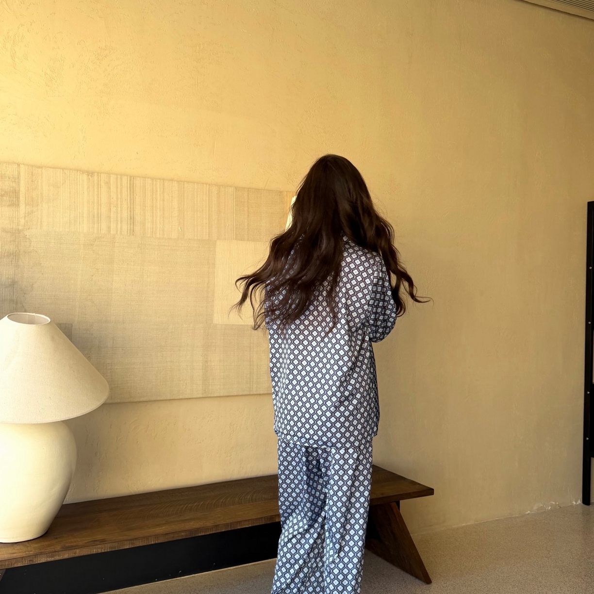 91家纺网 家纺一手货源 找家纺 （总）妍景家居生活馆 2026春夏新款冰雪丝-蓝色花朵家居服