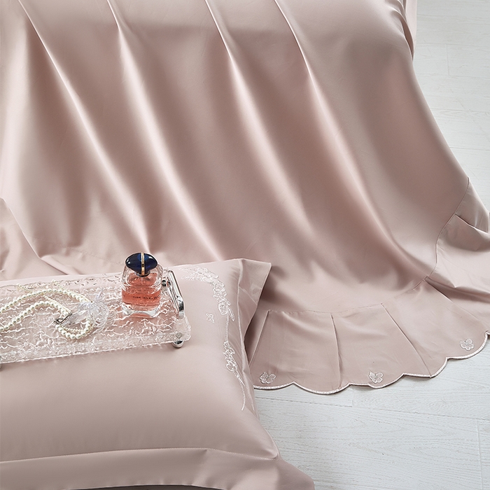 91家纺网 家纺一手货源 找家纺 （总）诗黛尔 2026春夏新品长绒棉刺绣四件套茱莉叶系列