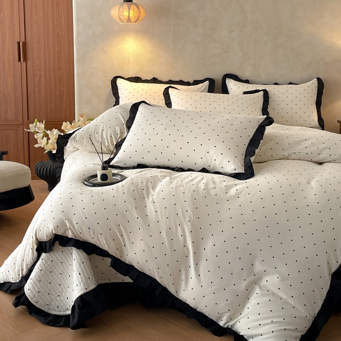 91家纺网 家纺一手货源 找家纺 （总）同田家纺 2026新款云感双层纱花边床盖四件套