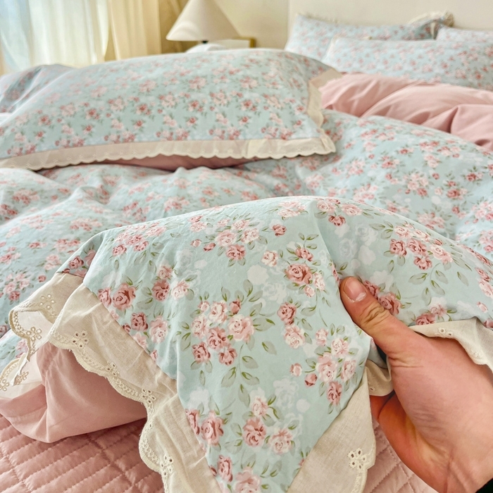 91家纺网 家纺一手货源 找家纺 （总）利禾家纺 2026新款全棉纯棉花边床盖四件套