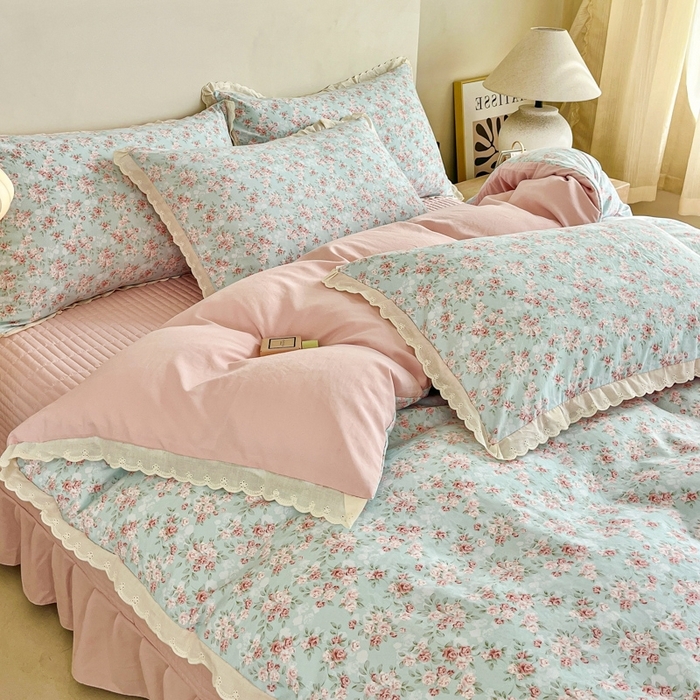 91家纺网 家纺一手货源 找家纺 （总）利禾家纺 2026新款全棉纯棉花边床盖四件套