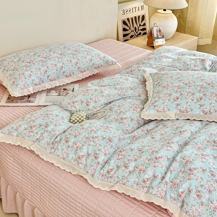 91家纺网 家纺一手货源 找家纺 （总）利禾家纺 2026新款全棉纯棉花边床盖四件套