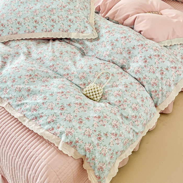 91家纺网 家纺一手货源 找家纺 （总）利禾家纺 2026新款全棉纯棉花边床盖四件套