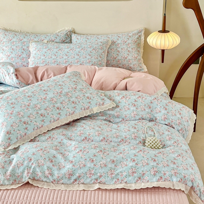 91家纺网 家纺一手货源 找家纺 （总）利禾家纺 2026新款全棉纯棉花边床盖四件套