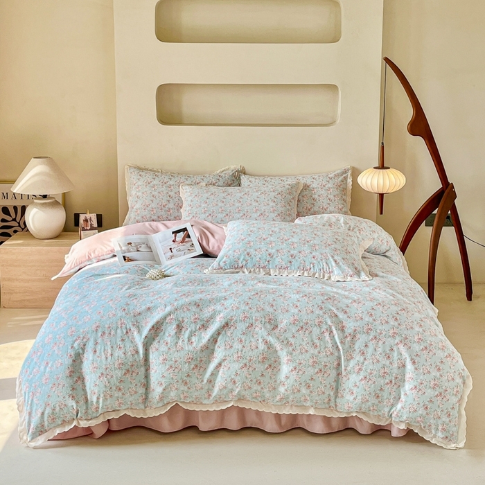 91家纺网 家纺一手货源 找家纺 （总）利禾家纺 2026新款全棉纯棉花边床盖四件套