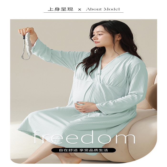 91家纺网 家纺一手货源 找家纺 （总）洛兰沙家居馆 2026年带胸垫莫代尔纯色月子裙春季孕妇宽松产后薄款哺乳长裙