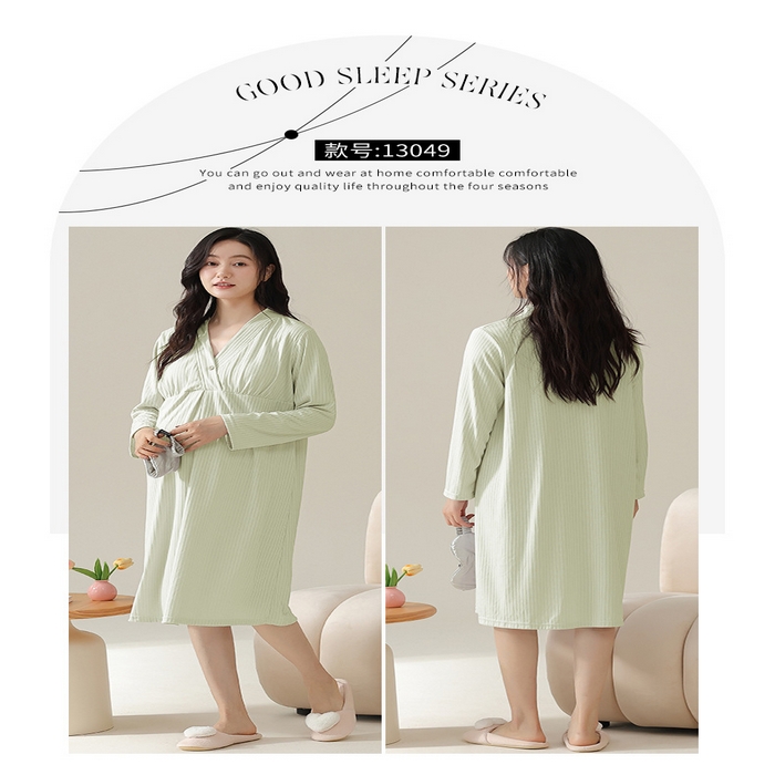 91家纺网 家纺一手货源 找家纺 （总）洛兰沙家居馆 2026年带胸垫莫代尔纯色月子裙春季孕妇宽松产后薄款哺乳长裙