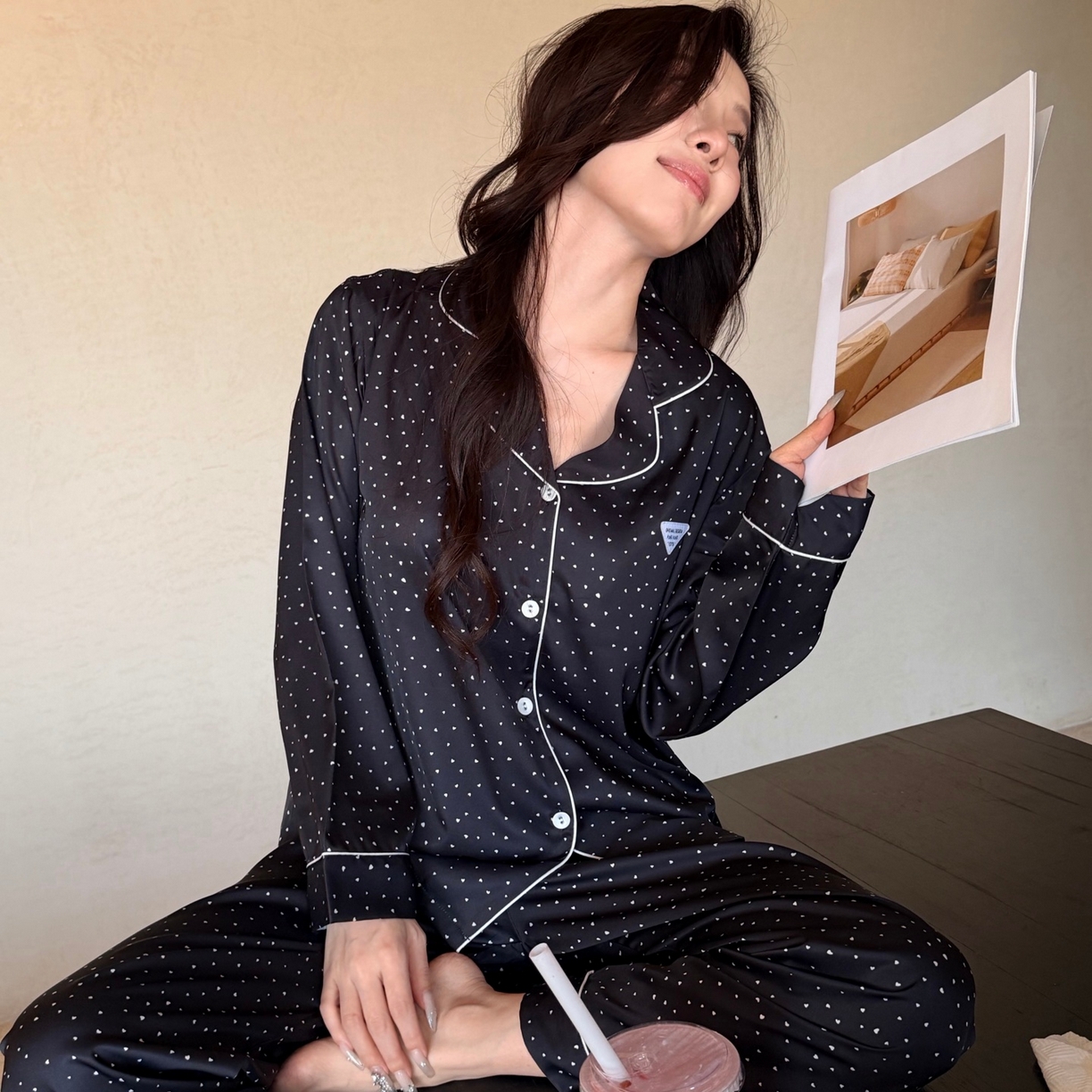 91家纺网 家纺一手货源 找家纺 （总）妍景家居生活馆 2026春夏新款冰雪丝-点点三角形家居服