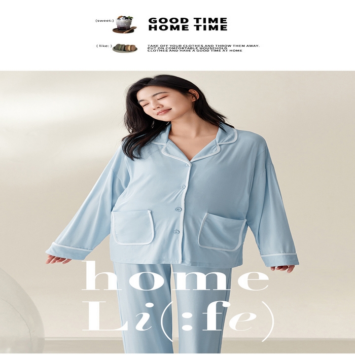 91家纺网 家纺一手货源 找家纺 （总）洛兰沙家居馆 春秋季莫代尔带胸垫待产月子服女孕妇产前产后哺乳长袖两件套