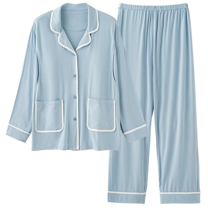 91家纺网 家纺一手货源 找家纺 （总）洛兰沙家居馆 春秋季莫代尔带胸垫待产月子服女孕妇产前产后哺乳长袖两件套