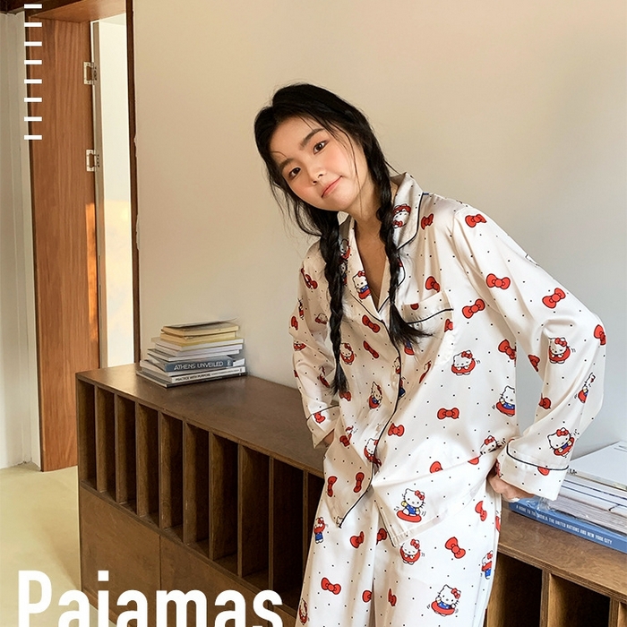 91家纺网 家纺一手货源 找家纺 （总）妍景家居生活馆 2026春夏新款冰雪丝-点点KT款家居服