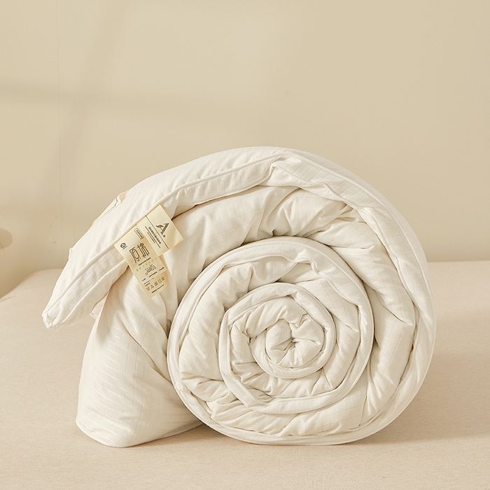 91家纺网 家纺一手货源 找家纺 优雅星家纺 2026新款提花A类原棉大豆纤维被子被芯春秋被冬被供货直播网销 白色