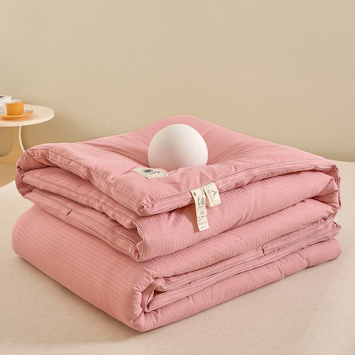 91家纺网 家纺一手货源 找家纺 优雅星家纺 2026新款提花A类原棉大豆纤维被子被芯春秋被冬被供货直播网销 豆沙色