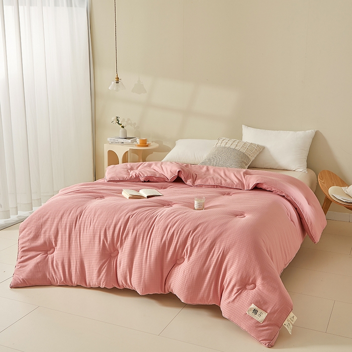 91家纺网 家纺一手货源 找家纺 优雅星家纺 2026新款提花A类原棉大豆纤维被子被芯春秋被冬被供货直播网销 豆沙色