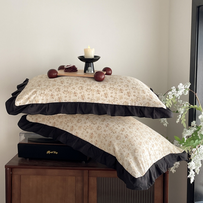 91家纺网 家纺一手货源 找家纺 同田家纺 2026新款云感双层纱花边床盖四件套 床盖-桂花香