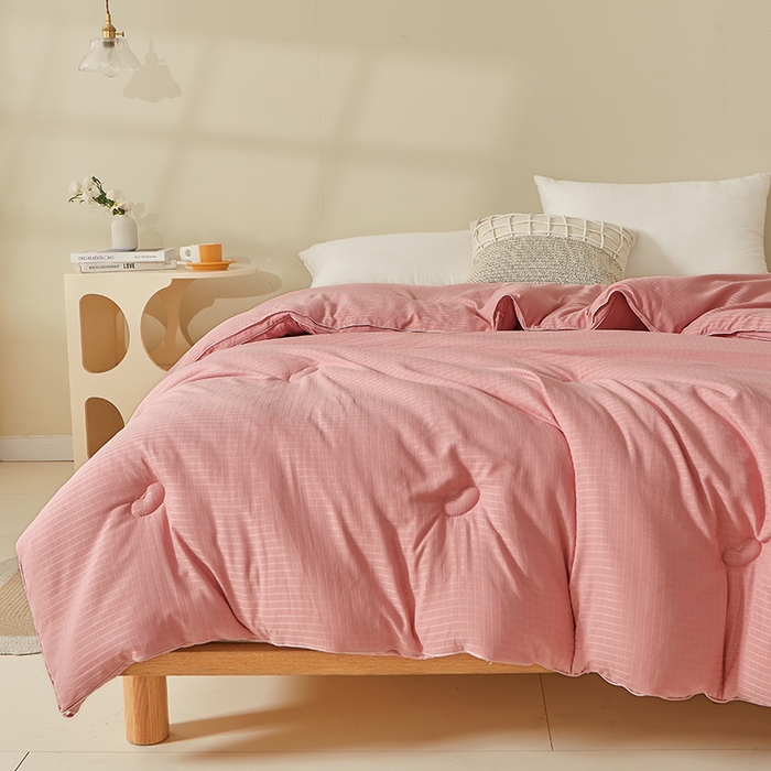 91家纺网 家纺一手货源 找家纺 优雅星家纺 2026新款提花A类原棉大豆纤维被子被芯春秋被冬被供货直播网销 豆沙色