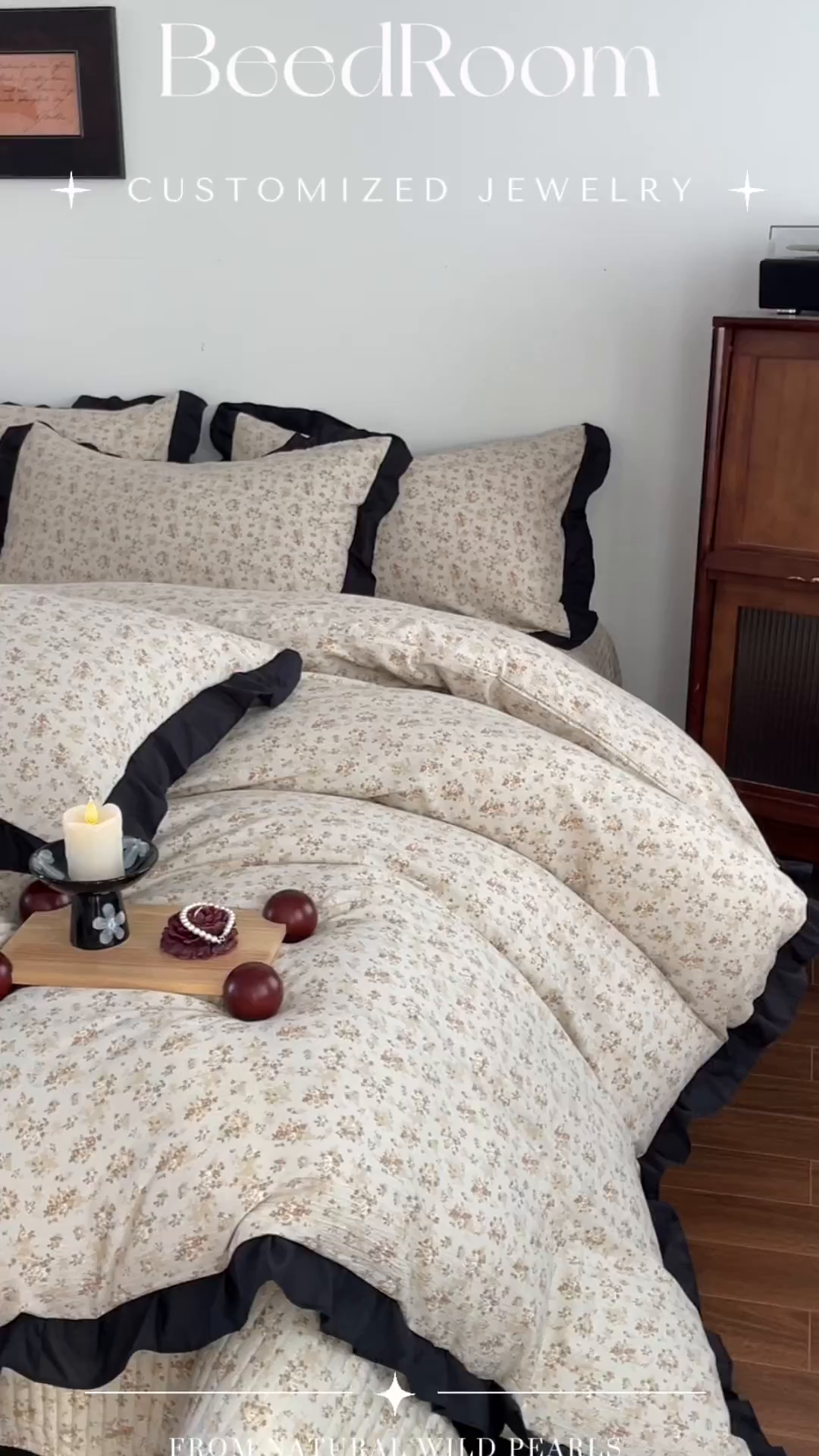 91家纺网 家纺一手货源 找家纺 同田家纺 2026新款云感双层纱花边床盖四件套 床盖-桂花香