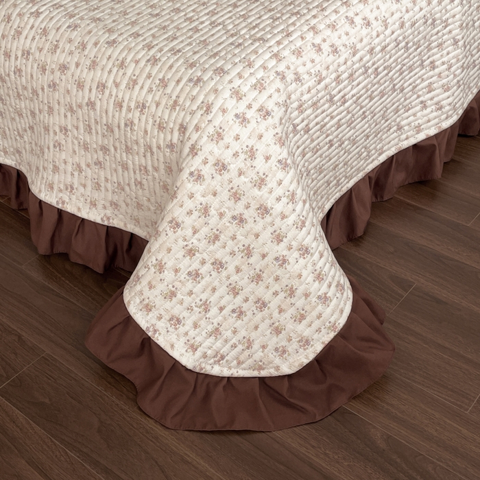 91家纺网 家纺一手货源 找家纺 同田家纺 2026新款云感双层纱花边床盖四件套 床盖-褐芳集