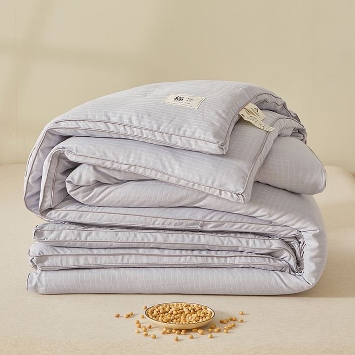 优雅星家纺 2026新款提花A类原棉大豆纤维被子被芯春秋被冬被供货直播网销 灰色