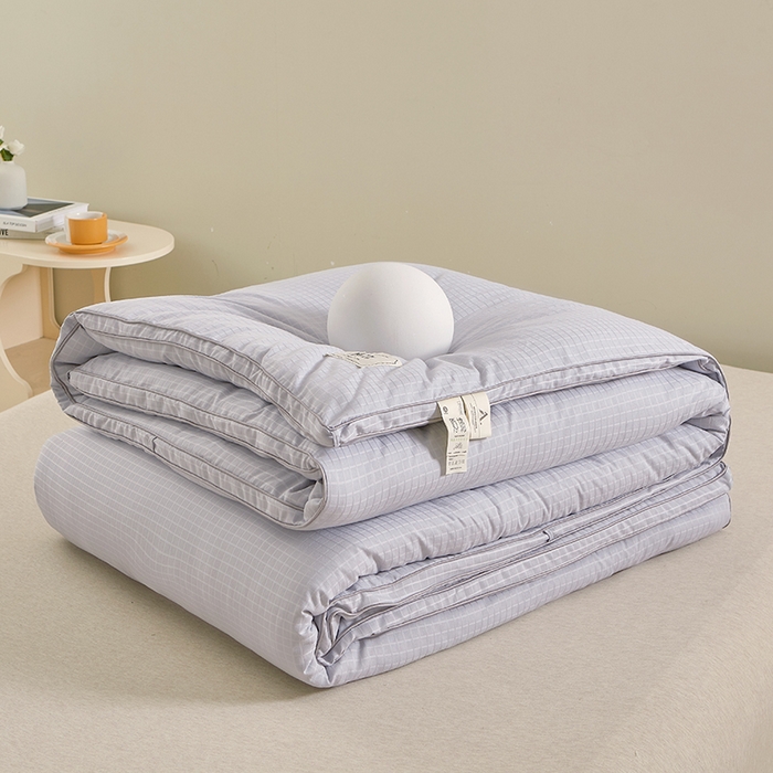 91家纺网 家纺一手货源 找家纺 优雅星家纺 2026新款提花A类原棉大豆纤维被子被芯春秋被冬被供货直播网销 灰色