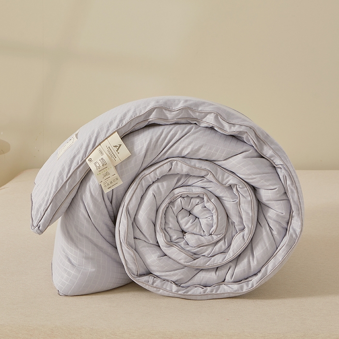 91家纺网 家纺一手货源 找家纺 优雅星家纺 2026新款提花A类原棉大豆纤维被子被芯春秋被冬被供货直播网销 灰色