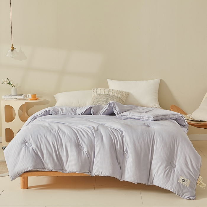 91家纺网 家纺一手货源 找家纺 优雅星家纺 2026新款提花A类原棉大豆纤维被子被芯春秋被冬被供货直播网销 灰色